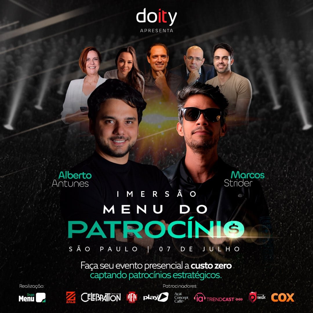 Promotional material for the Menu do Patrocínio Immersion featuring the speakers